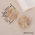 Pink Floral Openwork Hoop Earrings In Polished Gold Tone view 4
