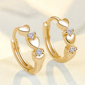 Heart Huggie Hoop Earrings Silver Gold Rose Alloy Clear view 6