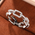 Clear Stone Chain-Link Band Ring In Gold And Silver Tones view 2