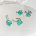 Silver Tone Aqua Cluster Stone Huggie Hoop Earrings For Women view 4