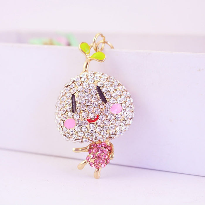 Cute Rhinestone Bean Sprout Baby Car Keychain Bag Charm