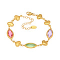 Gold Heart Link Marquise Czech Glass Bracelet Colors view 5