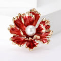 Gold Edge Enamel Peony Flower Pearl Brooch Five Colors view 10