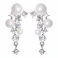 Pearl and Crystal Geometric Cascade Ear Clips Statement Jewelry view 5