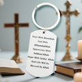 White Dog Tag Islamic Blessing Quote Split Ring Keychain view 2