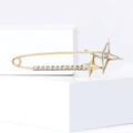 Star Safety Pin Brooch with Rhinestone Bar Gold Silver view 4
