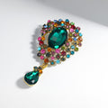 Aqua Gold Tone Flower Crystal Two Designs Metal Brooch Pin view 4