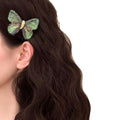 Knit Mesh Butterfly Duckbill Hair Clips Green Blue view 5