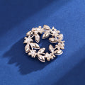 Blue Silver Tone Olive Branch Wreath Crystal Three Designs Metal Brooch Pin view 4