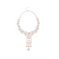 Silver Tone Crystal Y Drop Statement Necklace with Metal Tone Details view 5