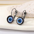 Round Blue Evil Eye Leverback Earrings in Four Sizes and Finishes view 5