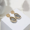 Red Gray and White Irregular Broad Statement Drop Earrings view 7