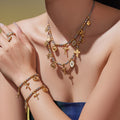 Shell Badge and Cross Necklace and Bracelet in Mixed Colors view 3