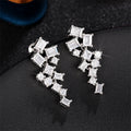 Silver Tone Geometric Crystal Cluster Drop Earrings view 2