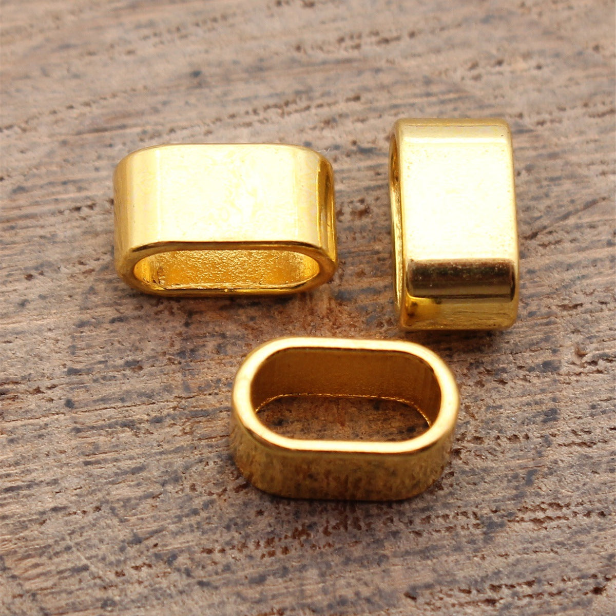 9.5x5.3x5mm 0.51g Bright Gold Zinc Alloy Smooth Oval Large Hole Beads for Bracelet Necklace Jewelry Making