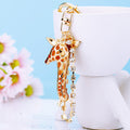 Crystal Chain Giraffe Keychains in Blue Red Assorted and Peace Motif Styles view 4