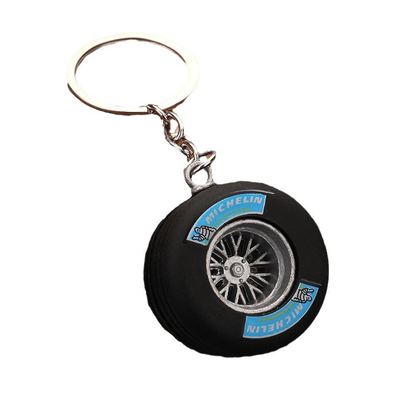 Car Tire Wheel Rim Model PVC Keychain Hanging Accessory
