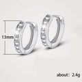 Silver Small Channel Set Pave Huggie Hoop Earrings view 5