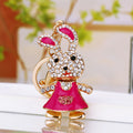 Jeweled Rabbit Girl Keychain in a Colored Enamel Dress view 3