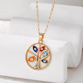 Gold and Silver Tone Tree of Life Evil Eye Pendant Necklaces view 2