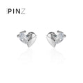 Split Heart Metal and CZ Stud Earrings Gold Silver Tones view 4