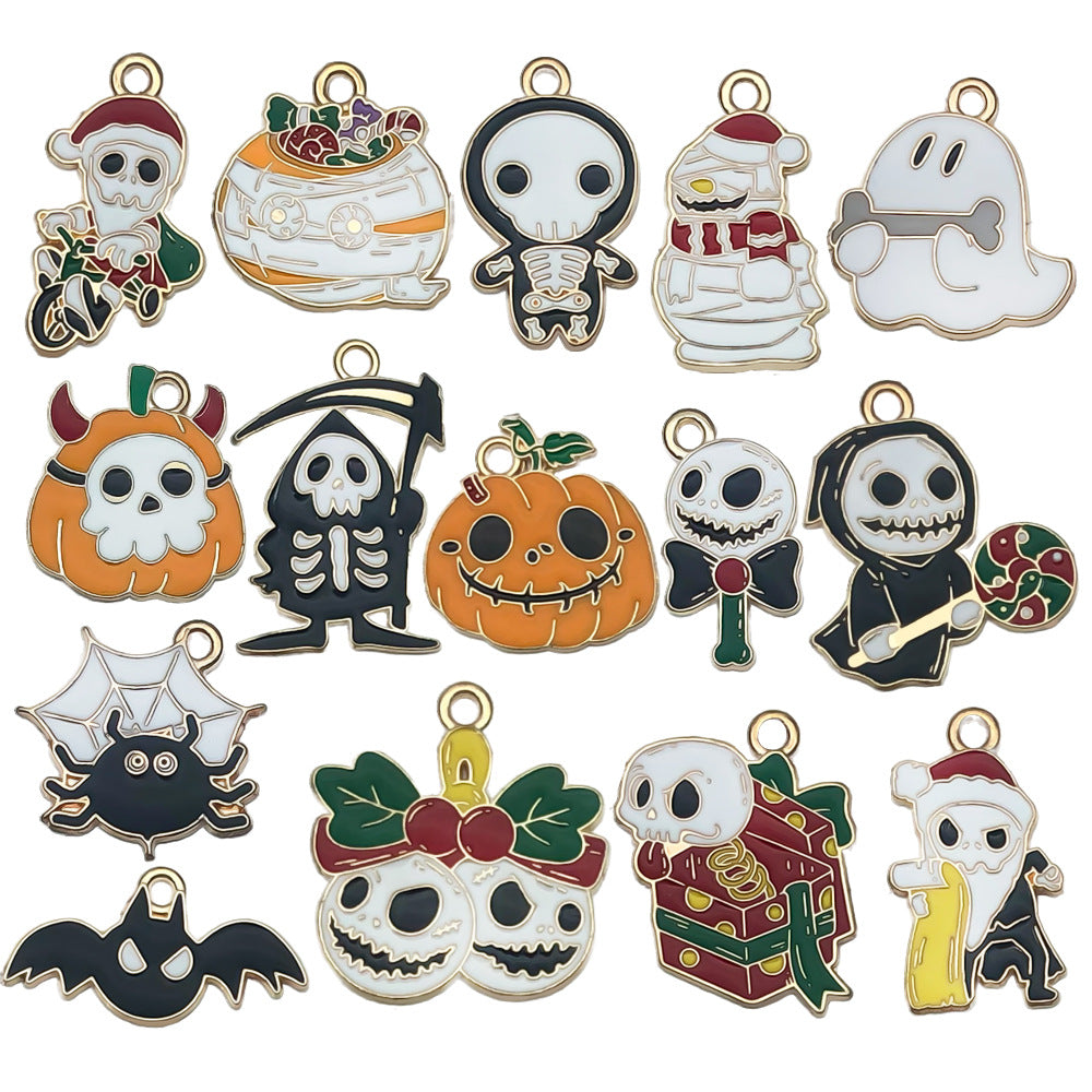 Zinc Alloy Halloween Ghost Skull Bat Grim Reaper charm pendant for DIY bracelet
