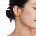 Bow Heart Drop Stud Earrings Gold Steel And Two-Tone view 2