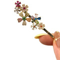 Gold Multicolor Rhinestone Flower Bobby Hair Pins Pair view 5