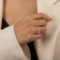 Gold Geometric Open Rings Baguette Clear Stones Two Styles view 6