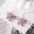 Faceted Butterfly Crystal Drop Earrings Gold Hooks 4 Colors view 3