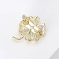 Four Leaf Clover Brooch Heart Crystal Gold Or Silver view 3