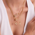 Stainless Steel Safety Pin Zircon Necklace Star Heart Charm view 2