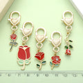 Rose, Sunflower and Flower Charm Keychains in 18 Pictured Variations for Bags and Keys view 1