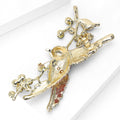Colorful Enamel Bird Brooch Rhinestone Branch Gold Tone Metal view 4
