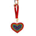 Full Crystal Rainbow Heart Keychain with Gold Tone Ring and Clasp view 5