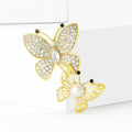 Double Butterfly Brooch with Crystals and Pearl Accent view 2