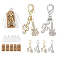 Rhinestone Guitar Treble Clef Lobster Clasp Charm Two Tones view 1