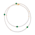 White Pearl Green Bead Gold Spacer Multi Strand Necklace view 5
