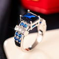Rectangular Solitaire Geometric Ring In Five Center Colors view 6