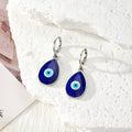 Blue Teardrop Enamel Evil Eye Huggie Hoop Earrings view 3