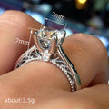 White Metal Round Solitaire Filigree Clear Stone Ring Alloy view 4