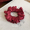 Burgundy Satin Scrunchie Hair Ties Four Style Pack view 2