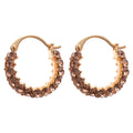 Brown Crystal Textured Hoop Huggie Earrings Jewelry view 5