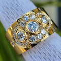 Gold Tone Multi Circle Crystal Wide Ring Polished Jewelry Accessory view 3