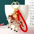 Jeweled Winged Horse Keychains with Braided and Bare Wrist Loops view 1