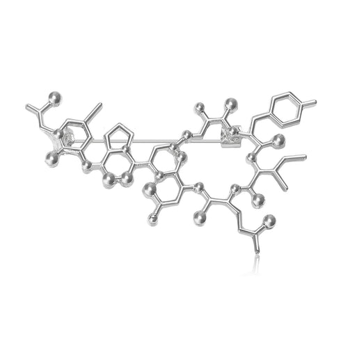 The second image presents an alternate display of the molecular structure brooch.