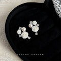White Rose Pearl Crystal Cluster Studs Gold Silver Tones view 7