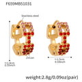 Gold Square Link Zircon Mini Huggie Earrings Colors view 7