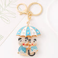 Rhinestone Bears Umbrella Keychain Gold Clasp Four Colors view 3