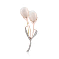 Rose Gold Cat Eye Tulip Bud Brooch Rhinestone Stem view 1